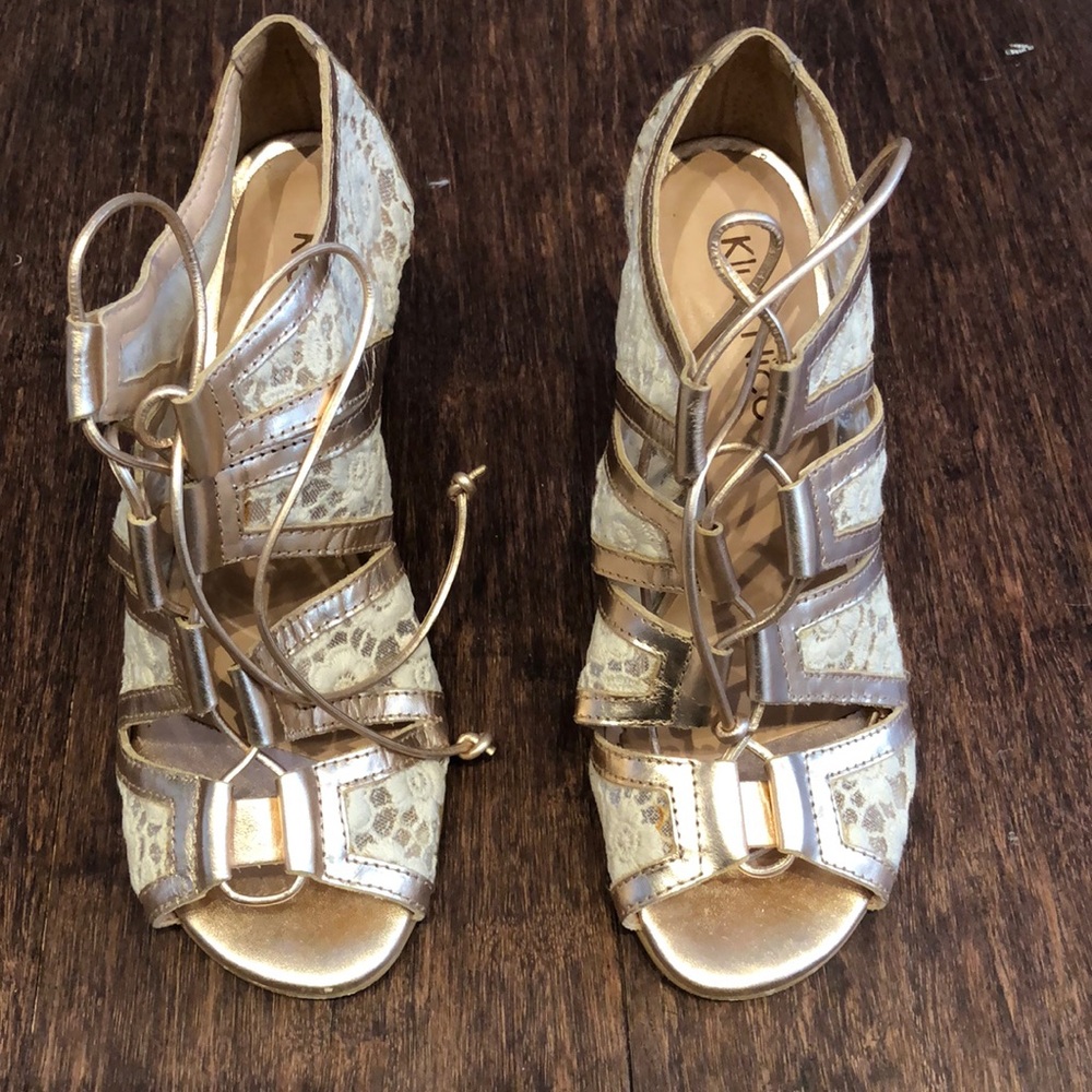 BHLDN Lace up open toe shoes Sz 5